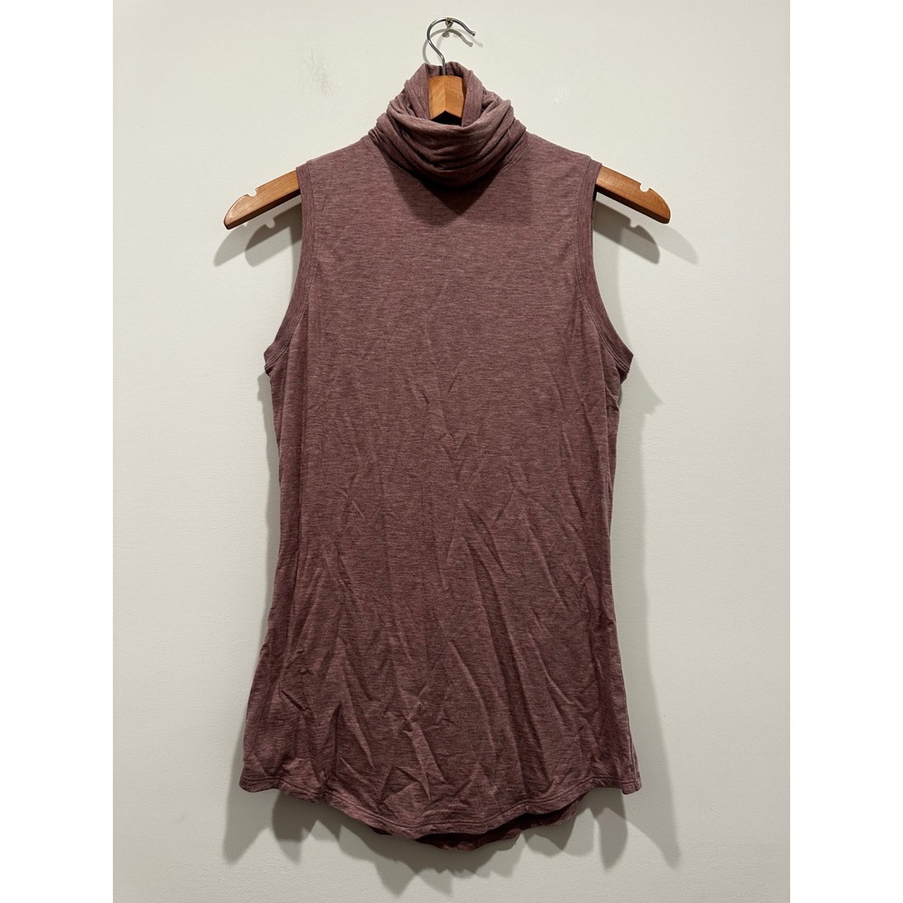Kit and Ace Women Mauve Heather Technical Cashmere Sleeveless Turtleneck Top 6